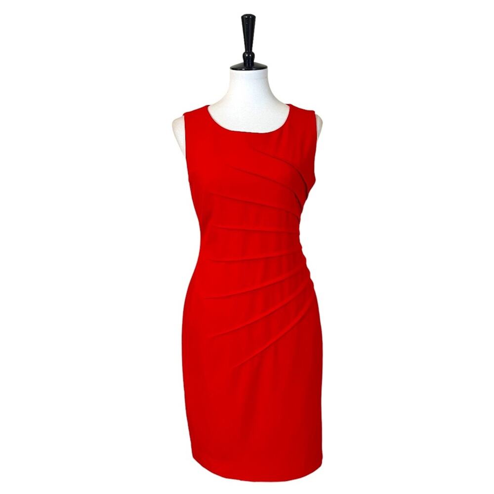 New Directions Sheath Bodycon Dress Sleeveless Round Neck Red Women’s Size 6